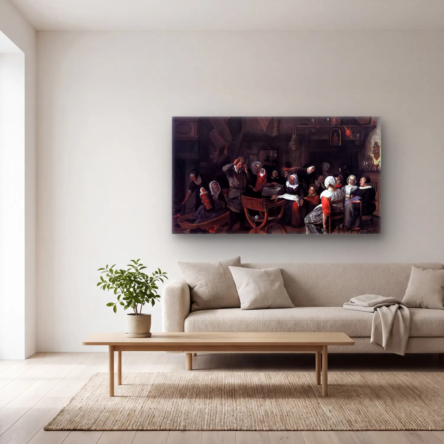 Jan Steen – Twin Birth Celebration cam tablo — açık renk salonda