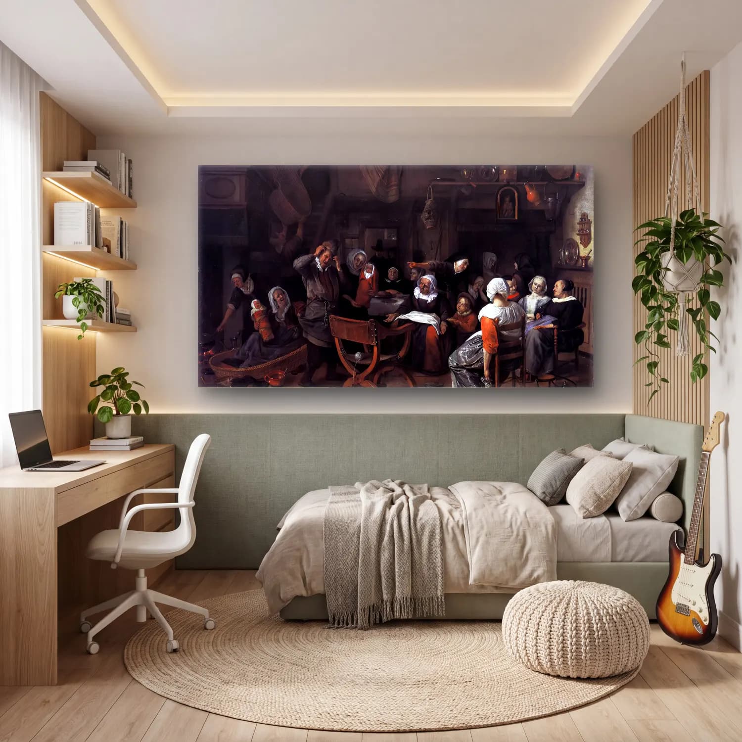 Jan Steen – Twin Birth Celebration cam tablo — genç odasında
