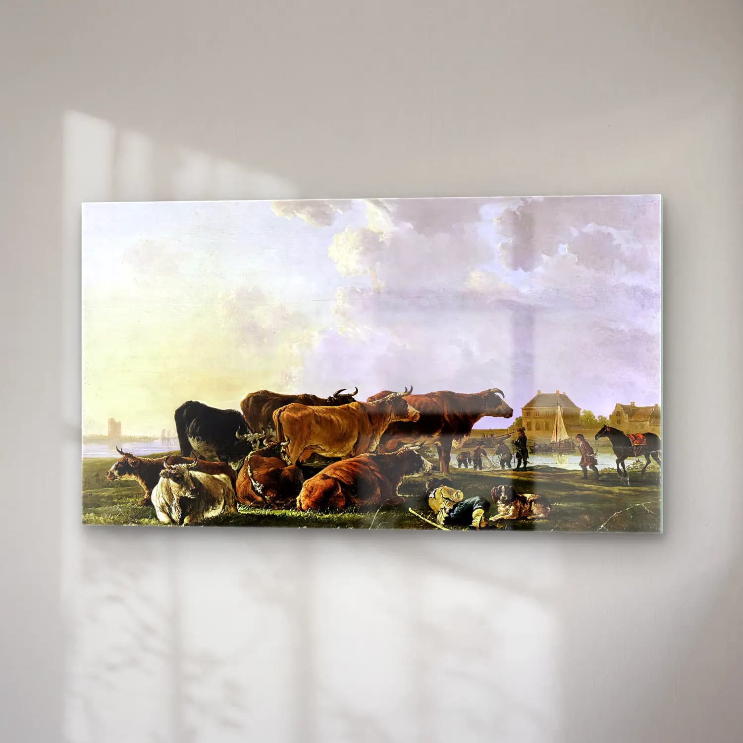 Jacob van Strij – Landscape with Cattle cam tablo — sağ açıdan görünüm