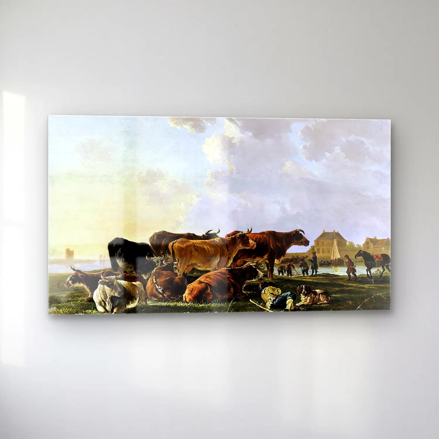 Jacob van Strij – Landscape with Cattle cam tablo — sol açıdan görünüm