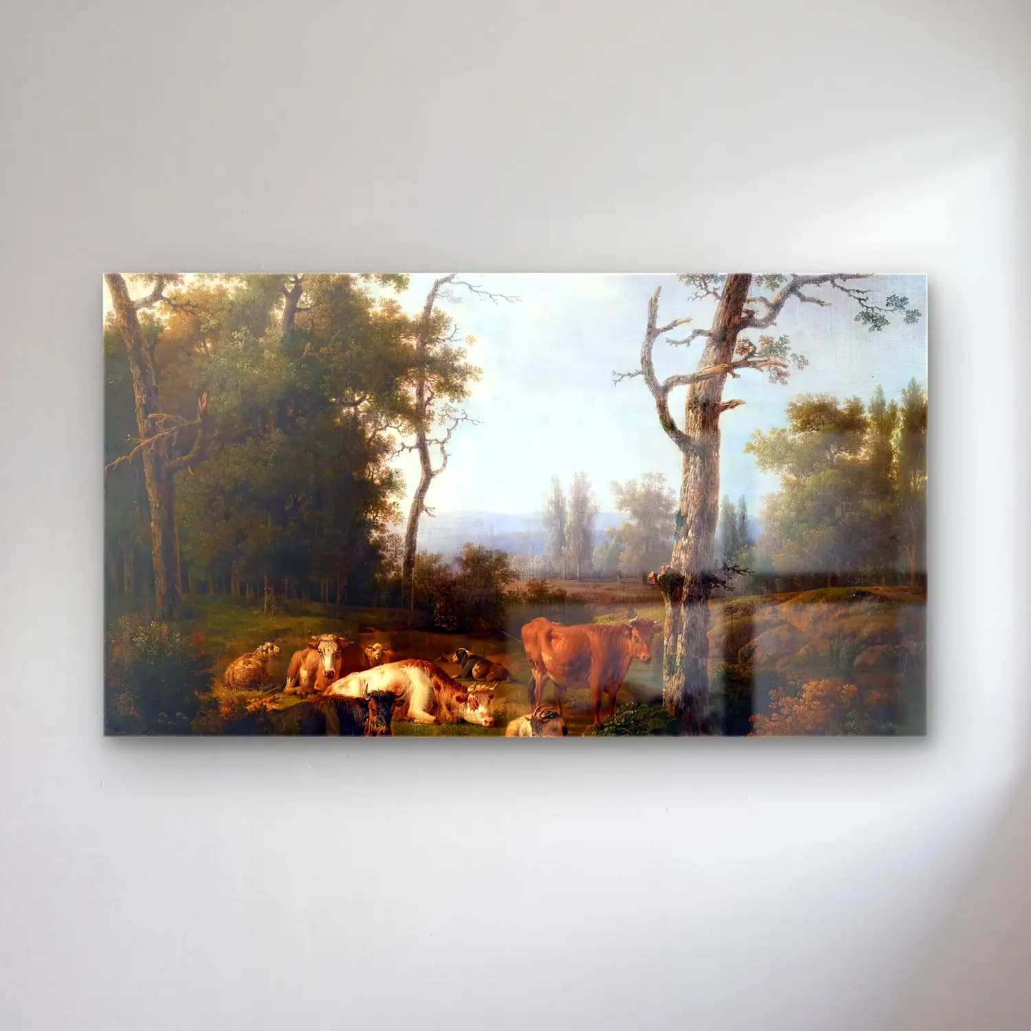 Jacob van Strij – Wooded Landscape with Resting Cattle cam tablo — Jacob van Strij – Wooded Landscape with Resting Cattle — yağlı boya i̇nek