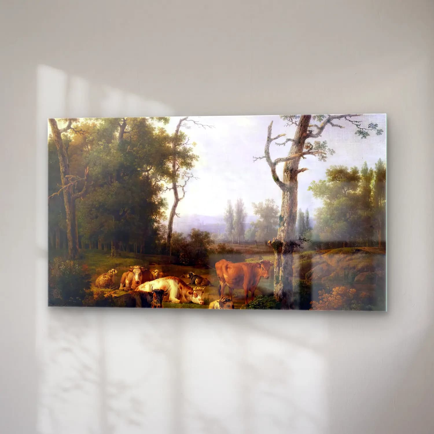Jacob van Strij – Wooded Landscape with Resting Cattle cam tablo — sağ açıdan görünüm