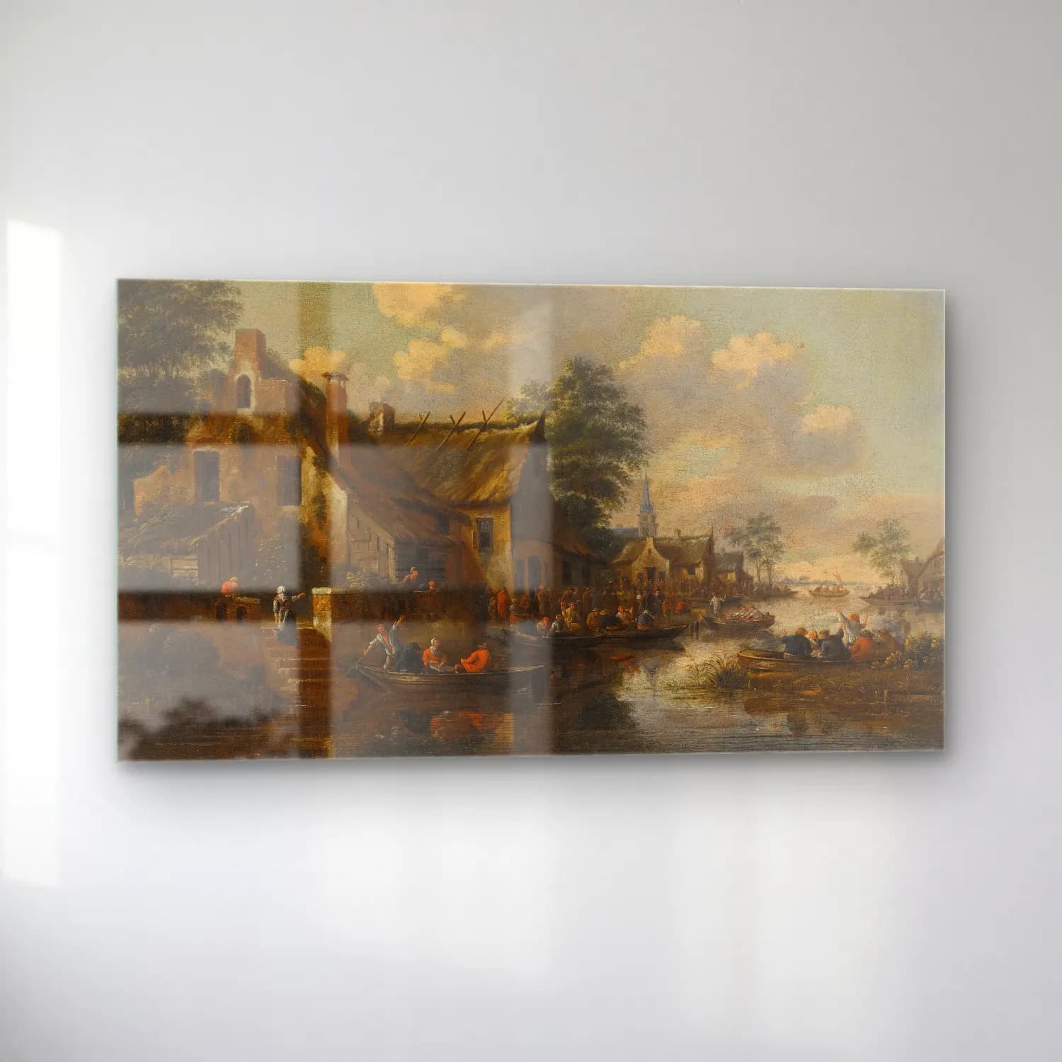 Thomas Heeremans – A Town On The Banks Of A River cam tablo — sol açıdan görünüm