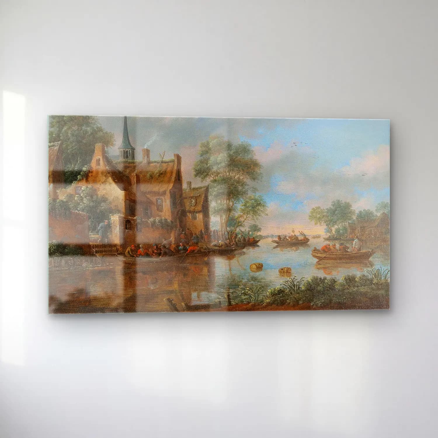 Thomas Heeremans – A river landscape with fishermen cam tablo — sol açıdan görünüm