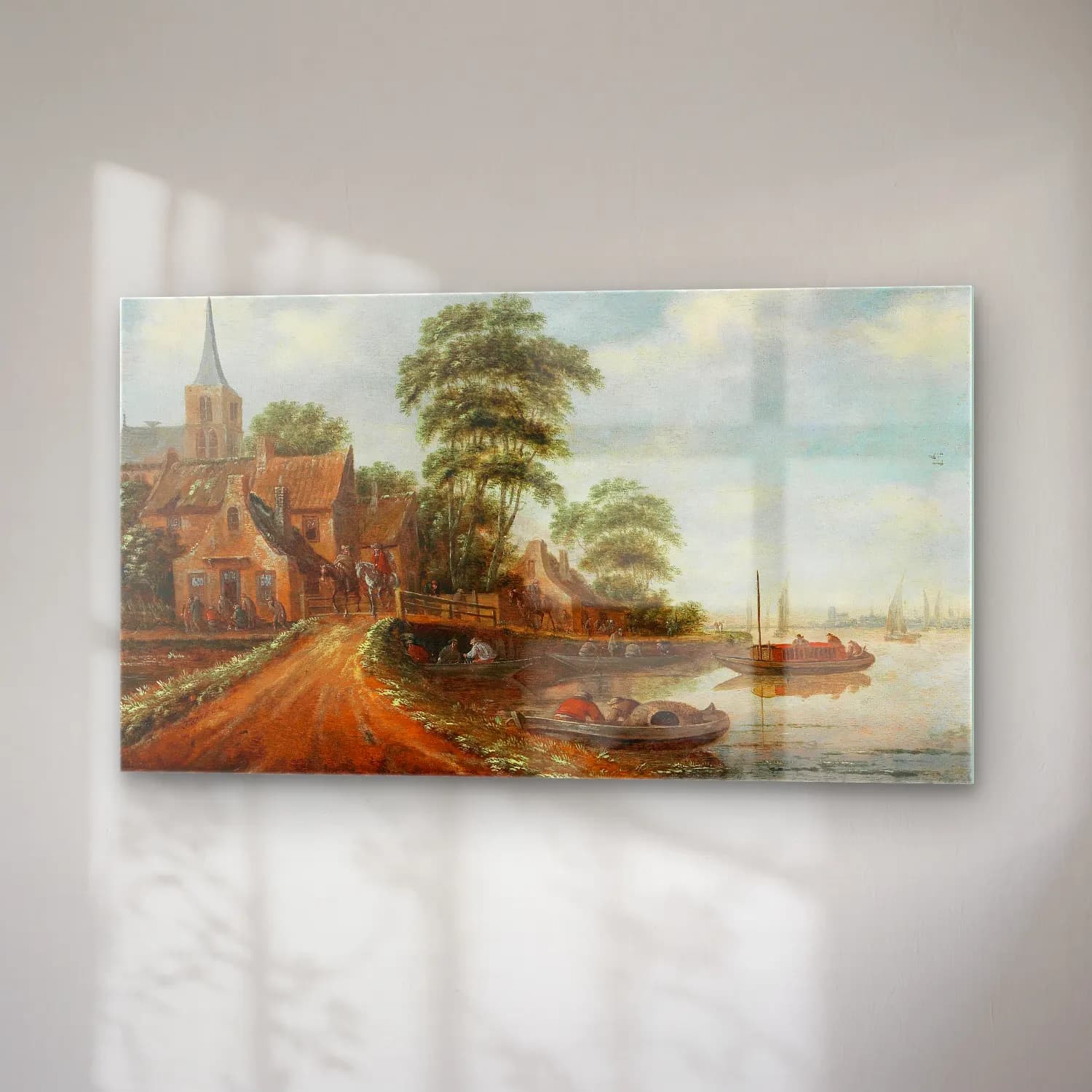 Thomas Heeremans – A village on the banks of a river cam tablo — sağ açıdan görünüm