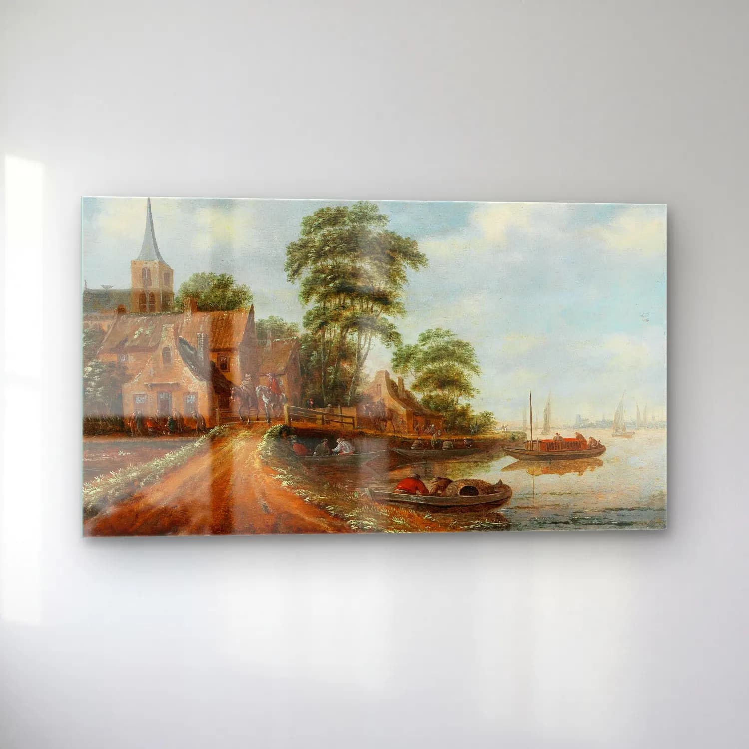 Thomas Heeremans – A village on the banks of a river cam tablo — sol açıdan görünüm