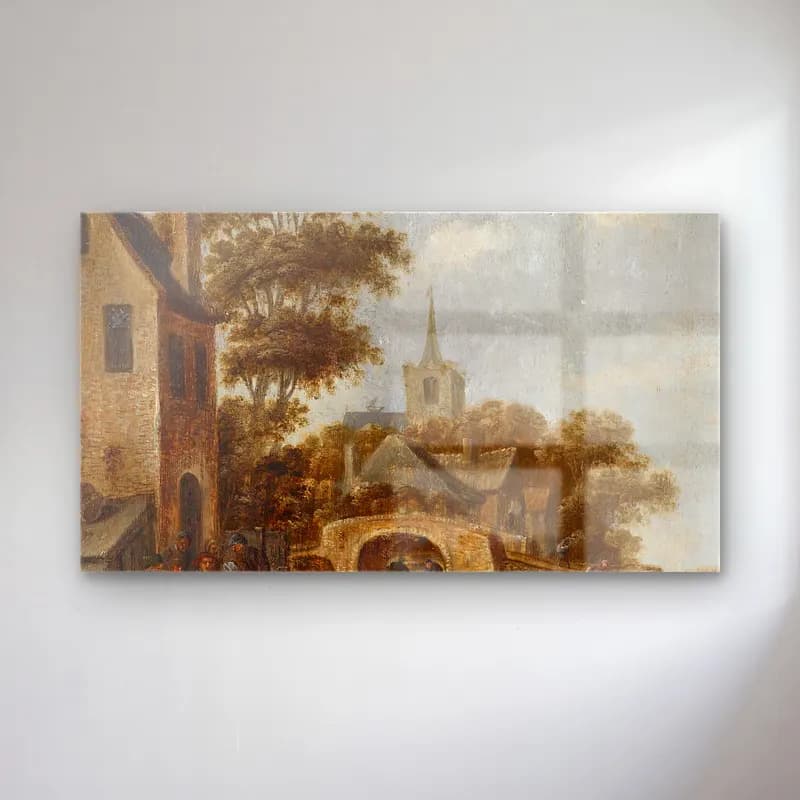 Thomas Heeremans – Flusslandschaft mit einem Fährboot cam tablo — Thomas Heeremans – Flusslandschaft mit einem Fährboot — yağlı boya dini sahne