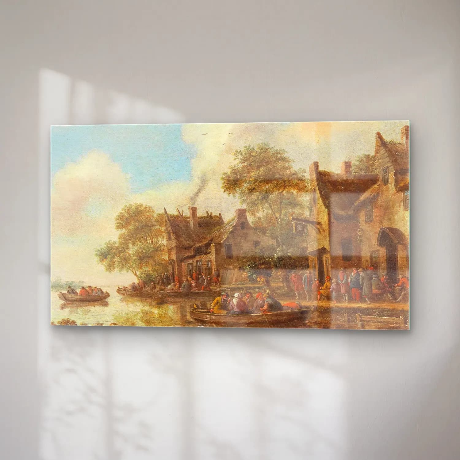 Thomas Heeremans – River landscape with ferry boats and a tavern cam tablo — sağ açıdan görünüm
