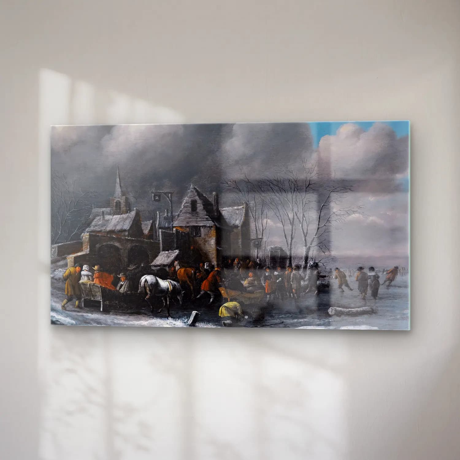Thomas Heeremans – Skaters On A Frozen River cam tablo — sağ açıdan görünüm