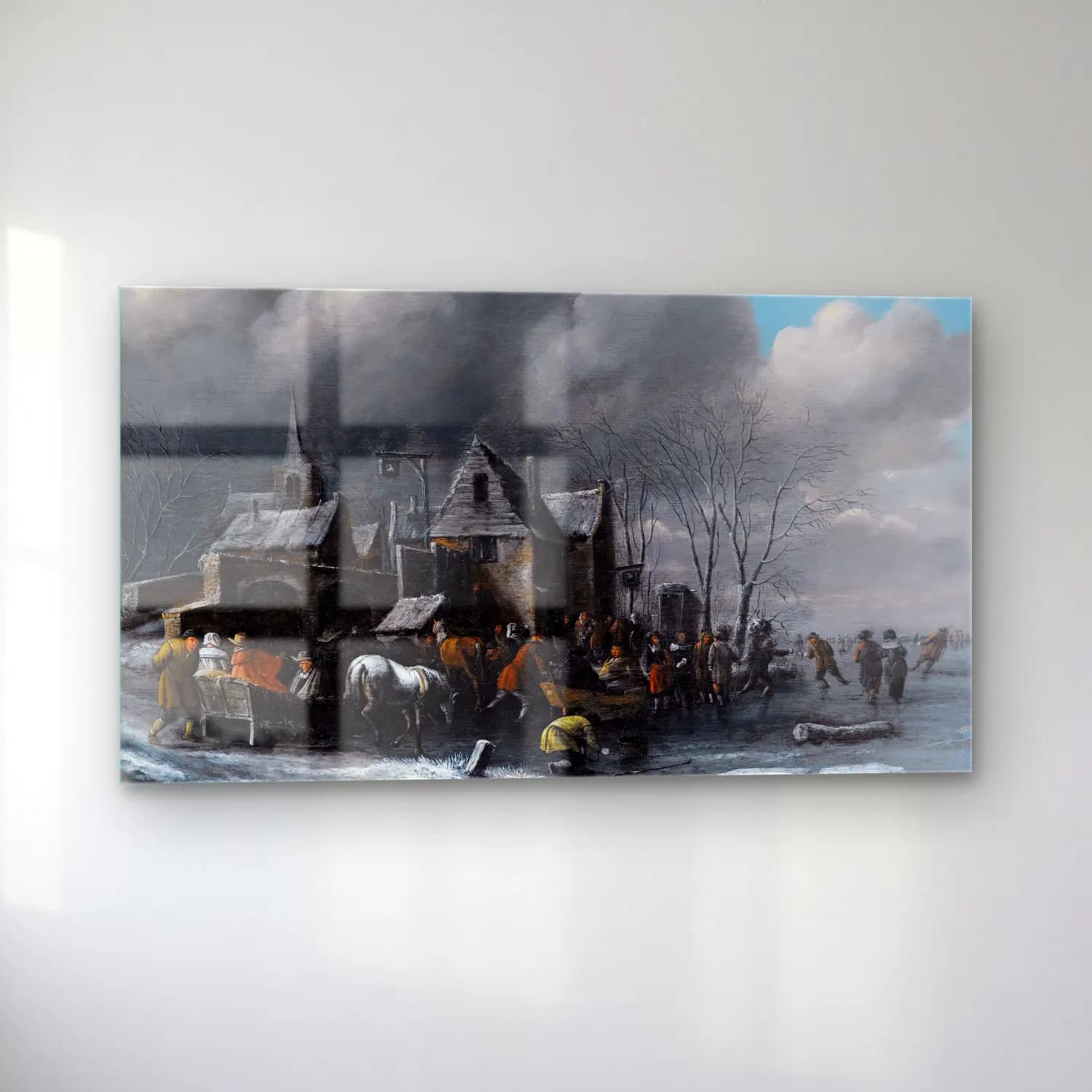 Thomas Heeremans – Skaters On A Frozen River cam tablo — sol açıdan görünüm