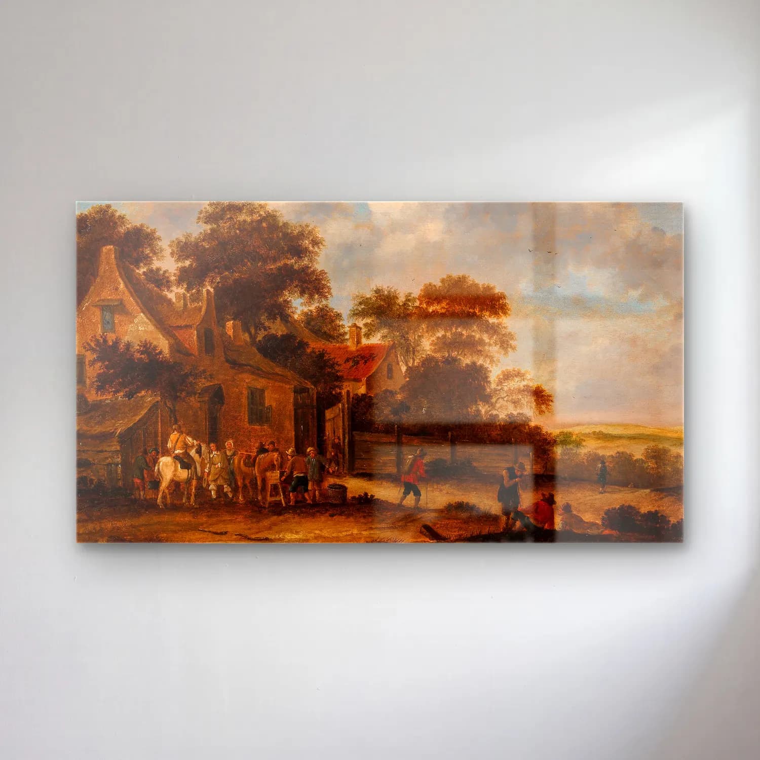 Thomas Heeremans – Travellers resting outside a tavern cam tablo — Thomas Heeremans – Travellers resting outside a tavern — yağlı boya kır evi