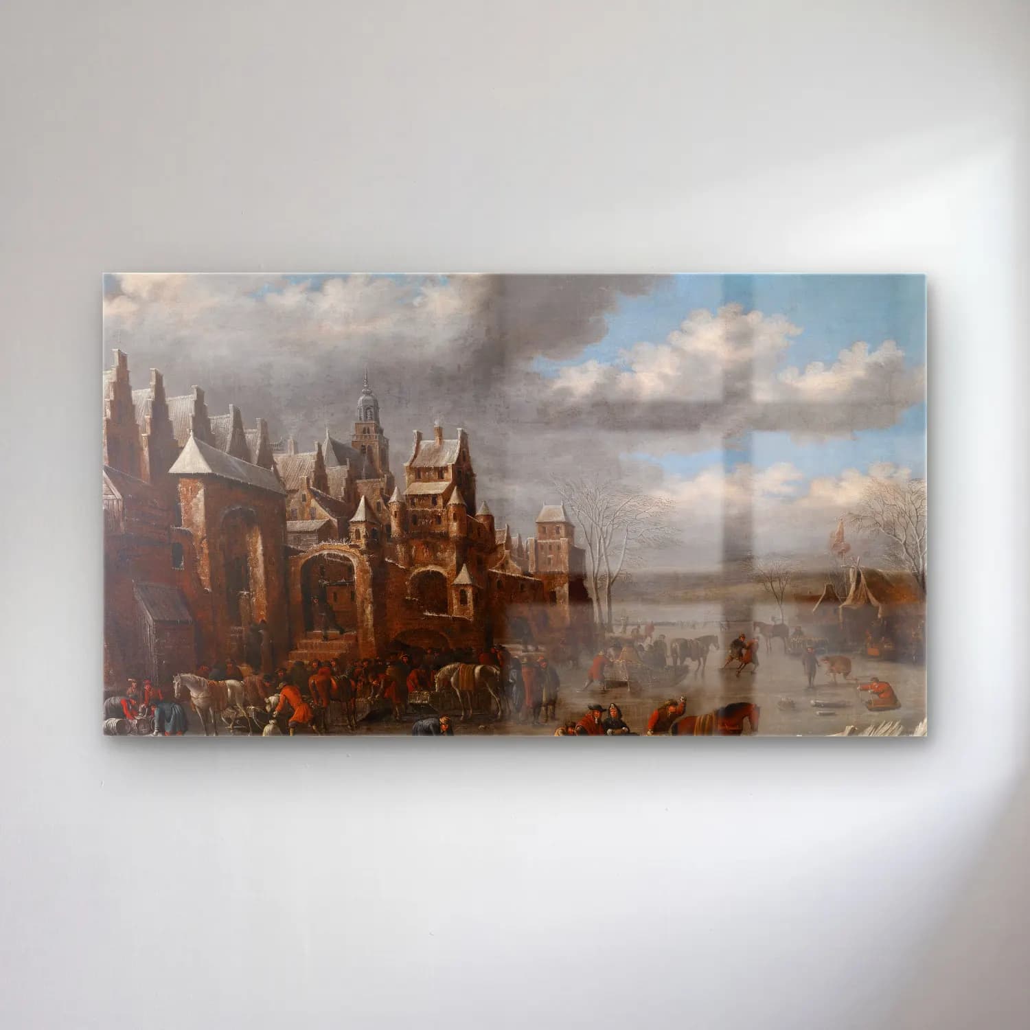 Thomas Heeremans – Winterlandschaft mit Eisläufern cam tablo — Thomas Heeremans – Winterlandschaft mit Eisläufern — yağlı boya şato