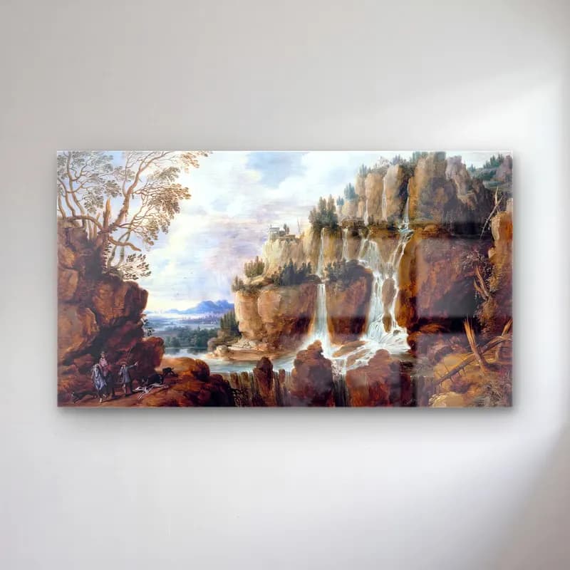 Lucas van Uden – Alpine Landscape cam tablo — Lucas van Uden – Alpine Landscape — yağlı boya şelale