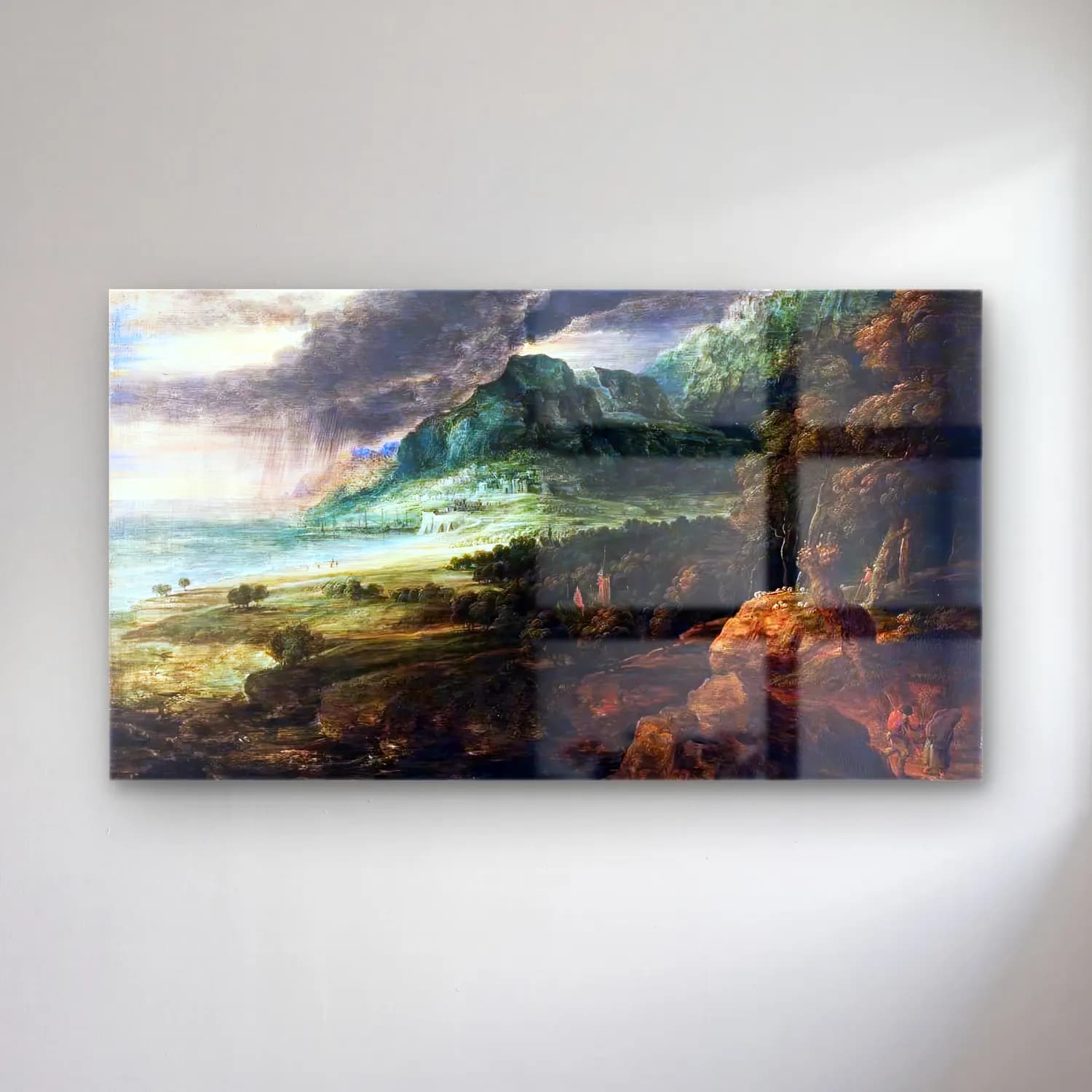 Lucas van Uden – Coastal Landscape with Storm cam tablo — Lucas van Uden – Coastal Landscape with Storm — yağlı boya dağ manzarası