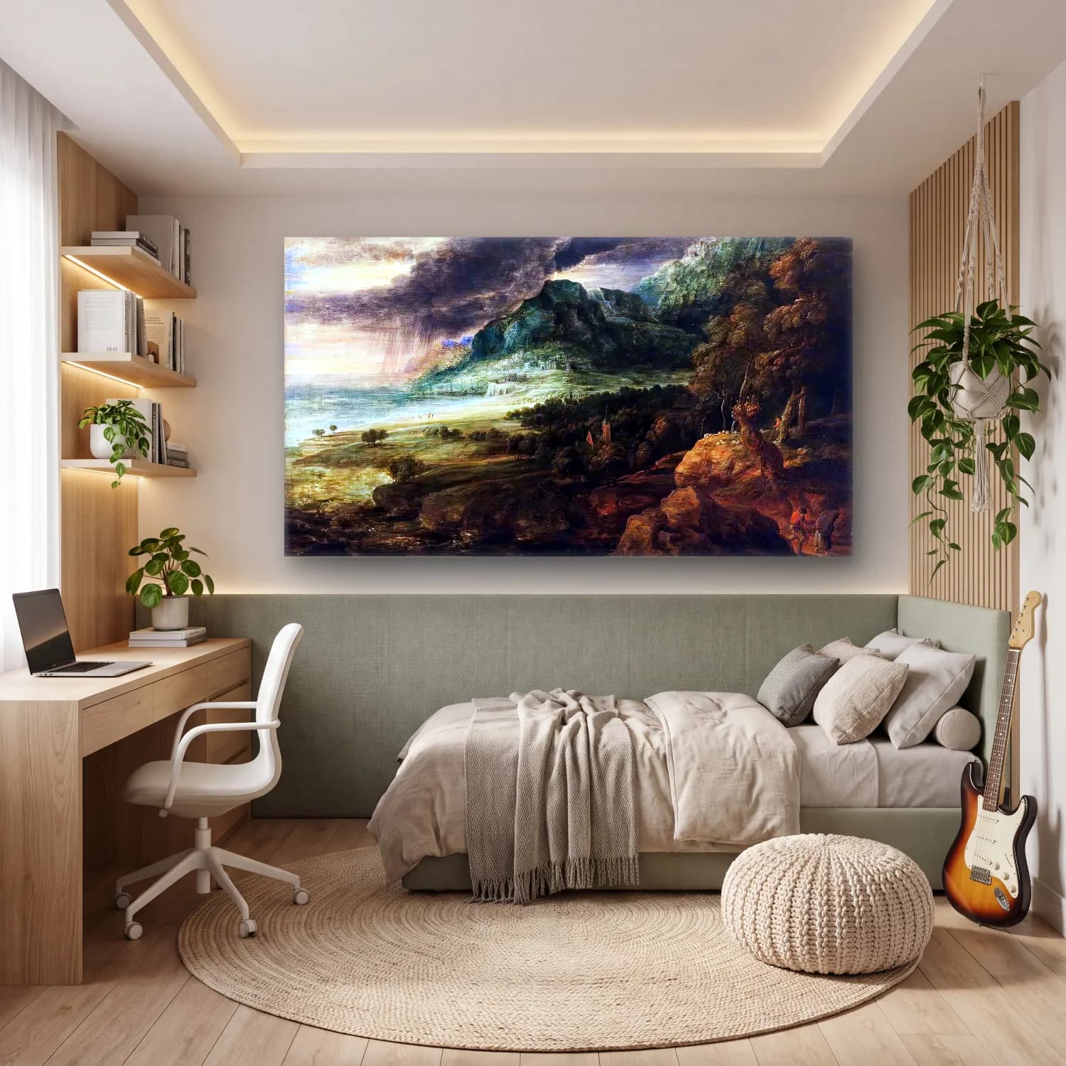 Lucas van Uden – Coastal Landscape with Storm cam tablo — genç odasında