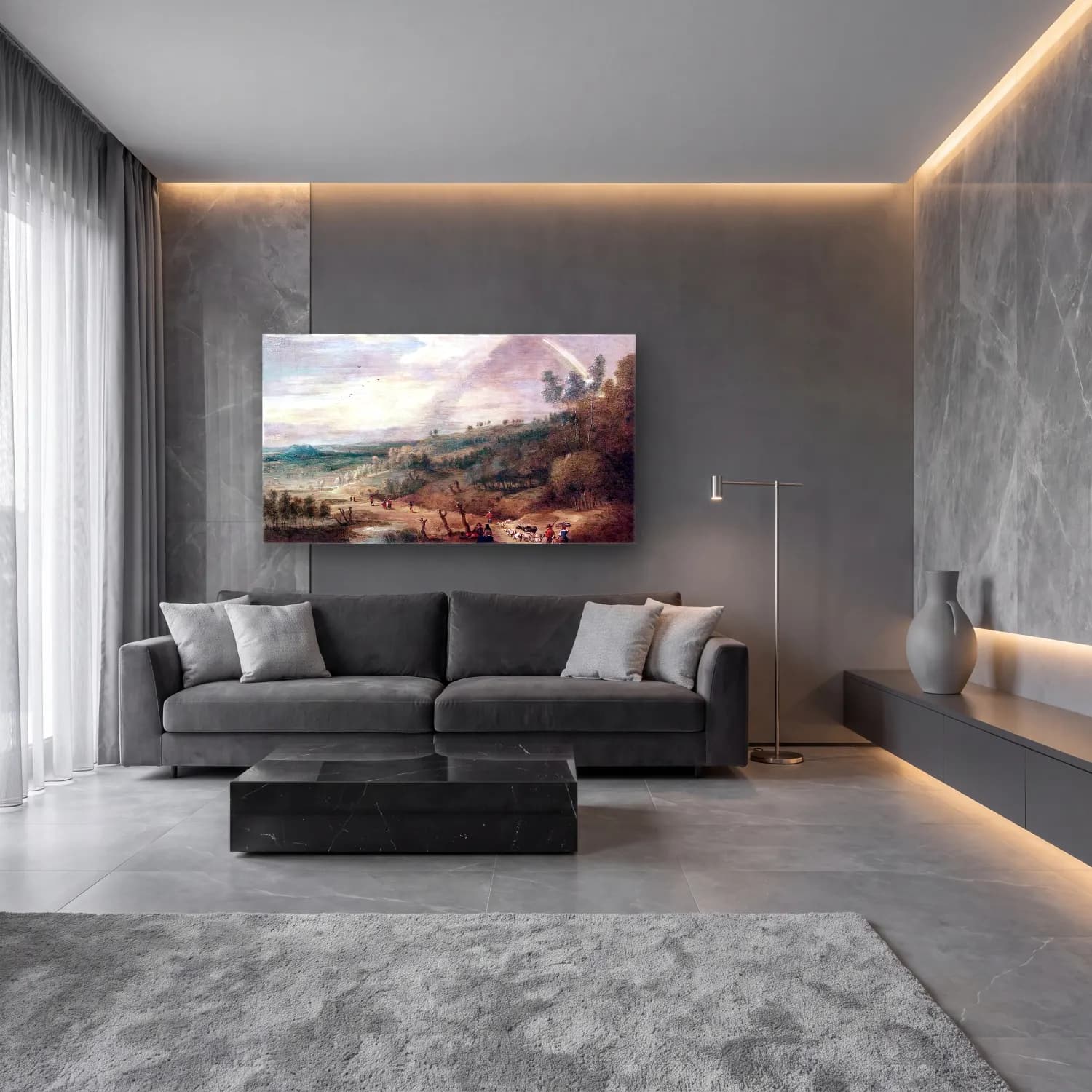 Lucas van Uden – Extensive Landscape cam tablo — lüks salon duvarında