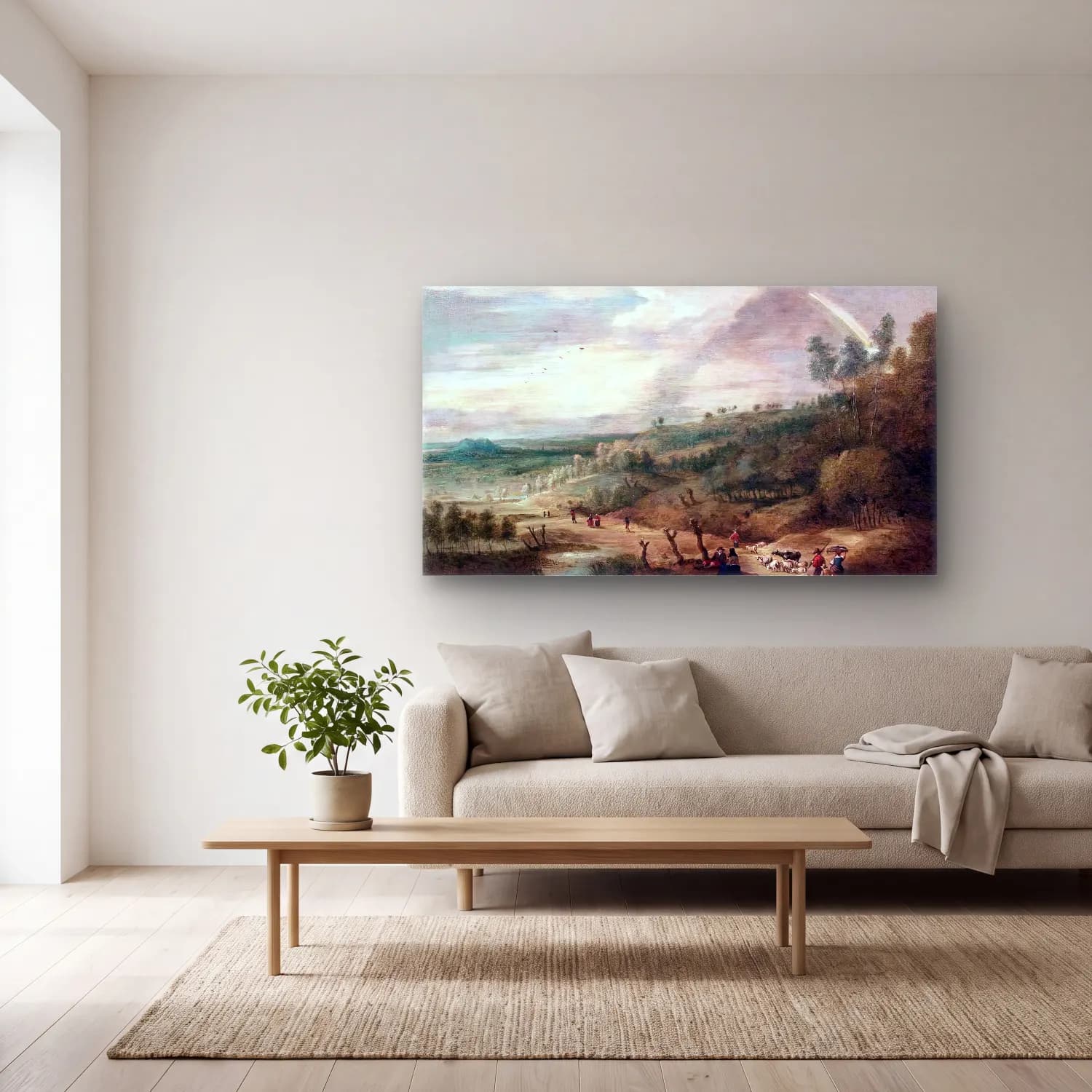 Lucas van Uden – Extensive Landscape cam tablo — açık renk salonda