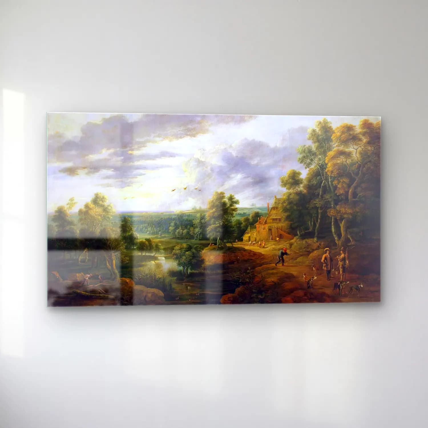 Lucas van Uden – Landscape with Hunters cam tablo — sol açıdan görünüm