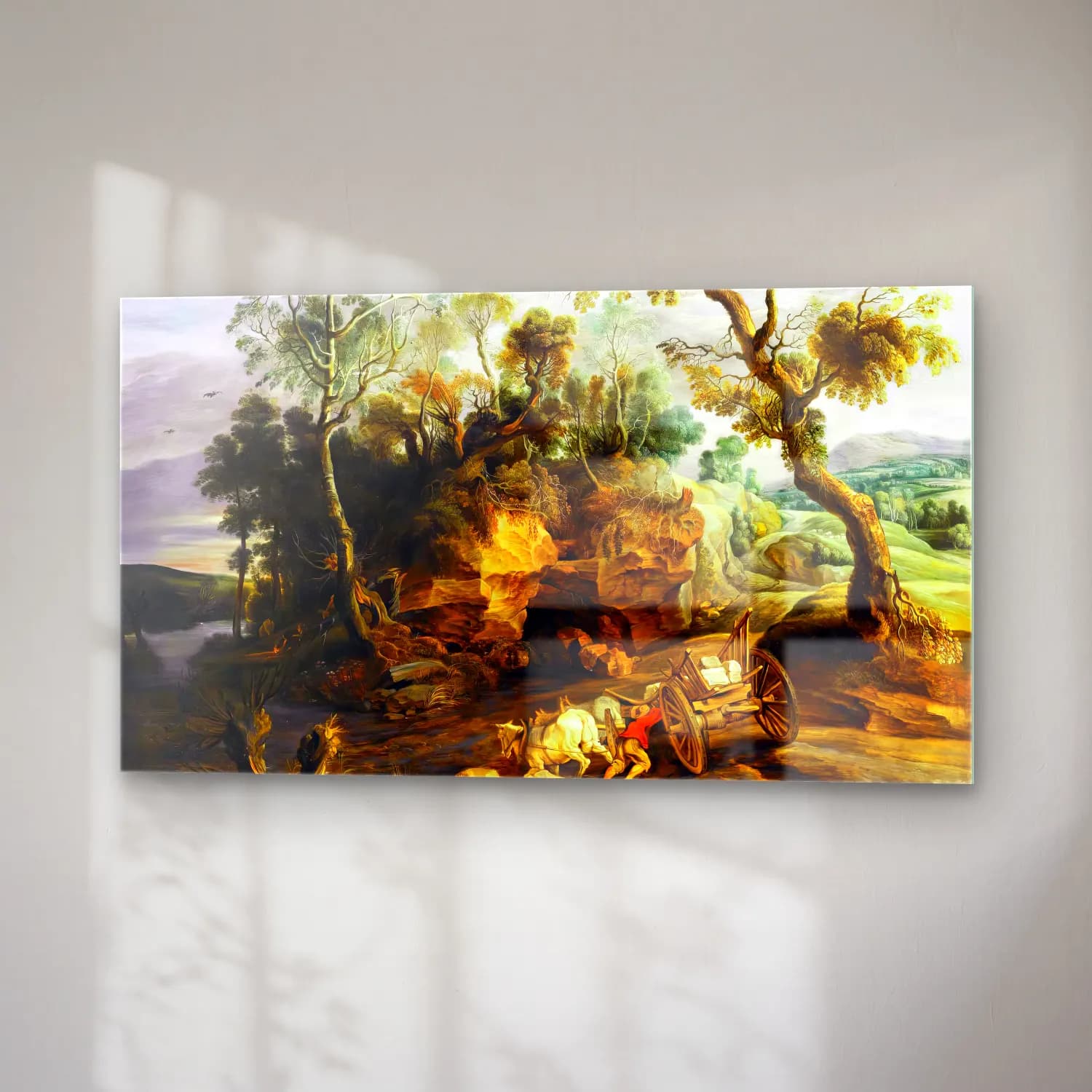 Lucas van Uden – Landscape with a Cart Crossing a River cam tablo — sağ açıdan görünüm