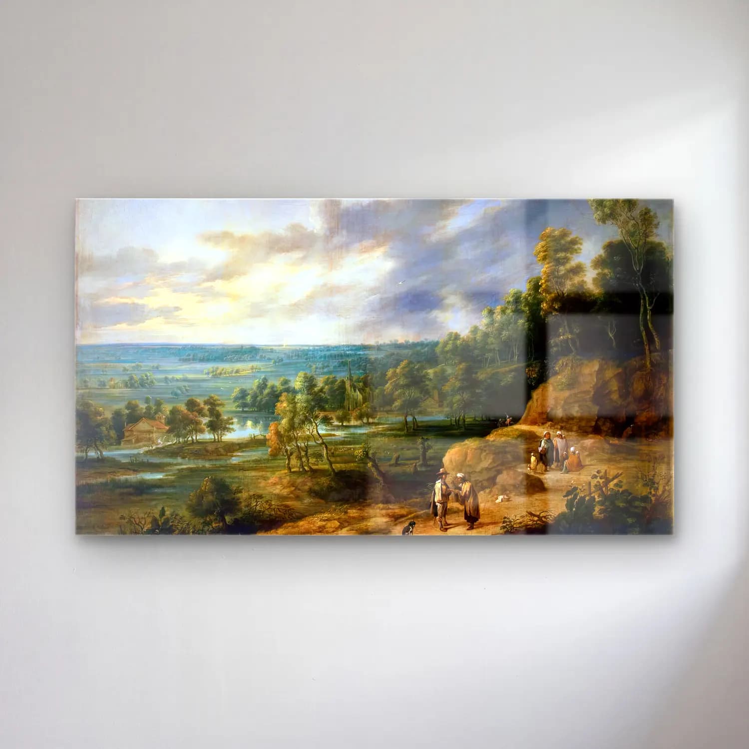 Lucas van Uden – Landscape with a Fortune-Teller cam tablo — Lucas van Uden – Landscape with a Fortune-Teller — yağlı boya kırda nehir