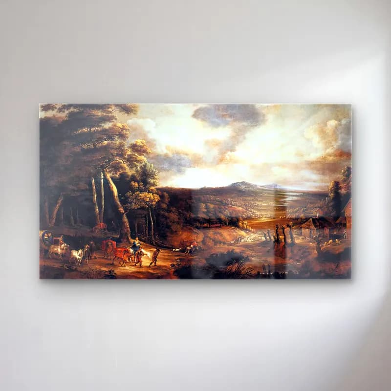 Lucas van Uden – Landscape with the Flight into Egypt cam tablo — Lucas van Uden – Landscape with the Flight into Egypt — yağlı boya kırda nehir