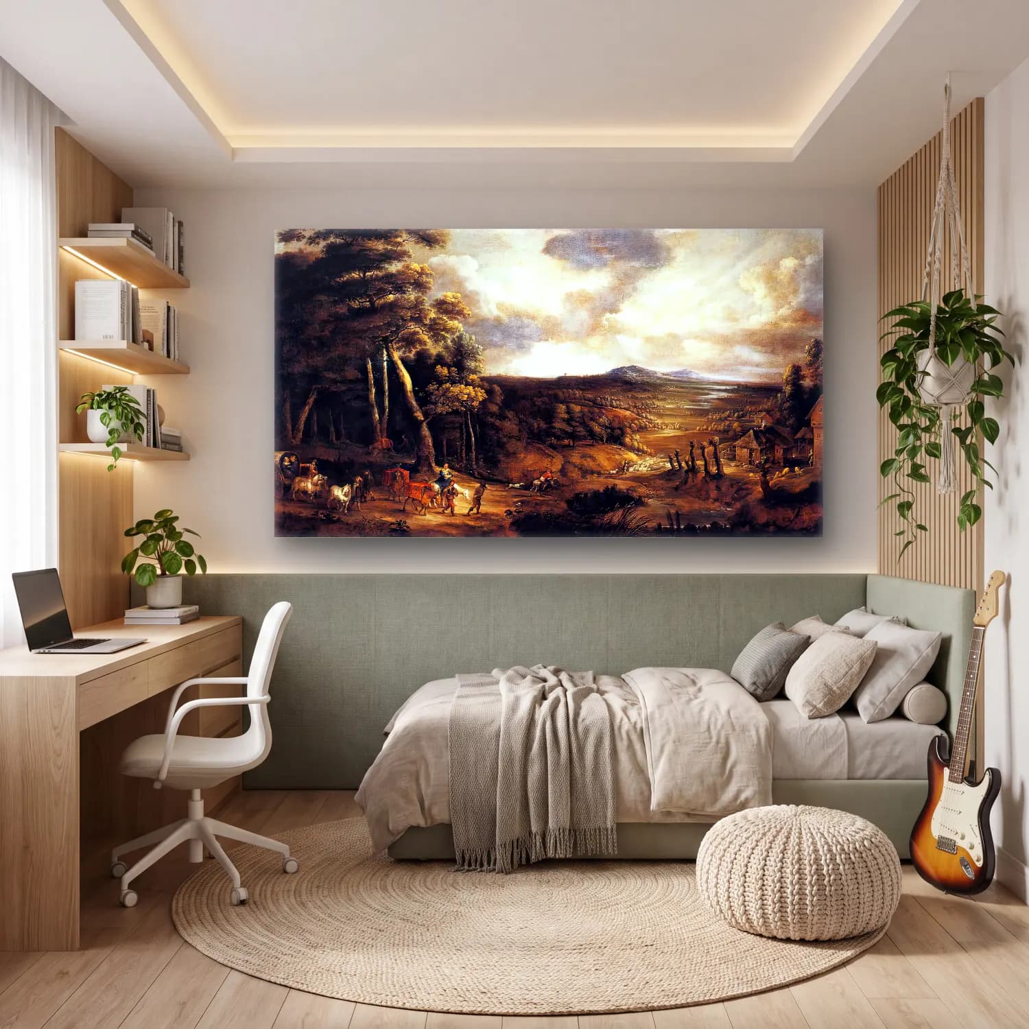 Lucas van Uden – Landscape with the Flight into Egypt cam tablo — genç odasında