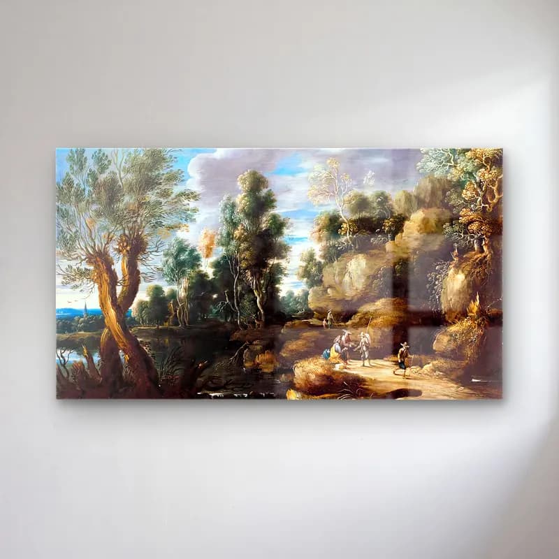 Lucas van Uden – River Landscape cam tablo — Lucas van Uden – River Landscape — yağlı boya kırda nehir
