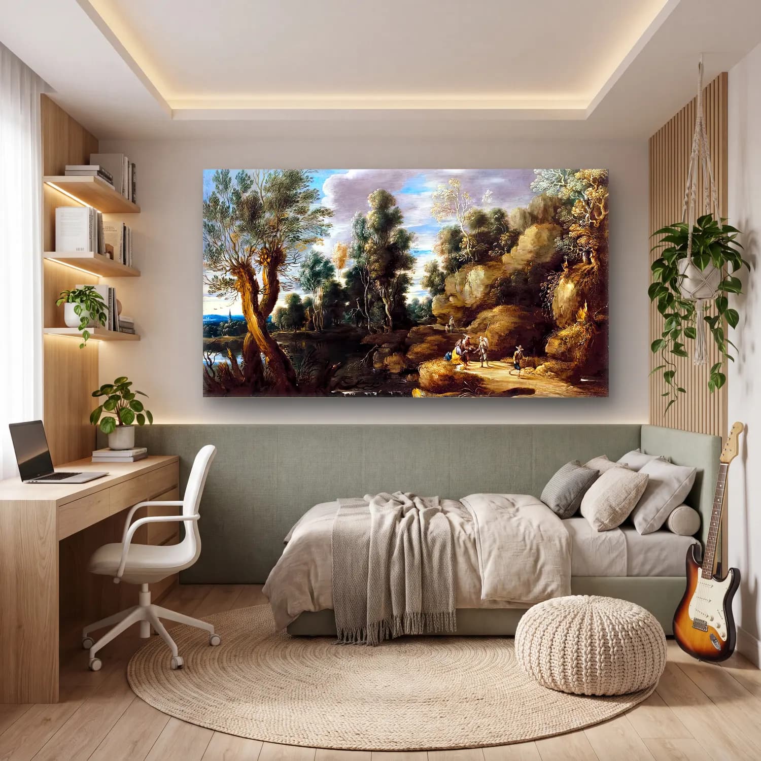 Lucas van Uden – River Landscape cam tablo — genç odasında