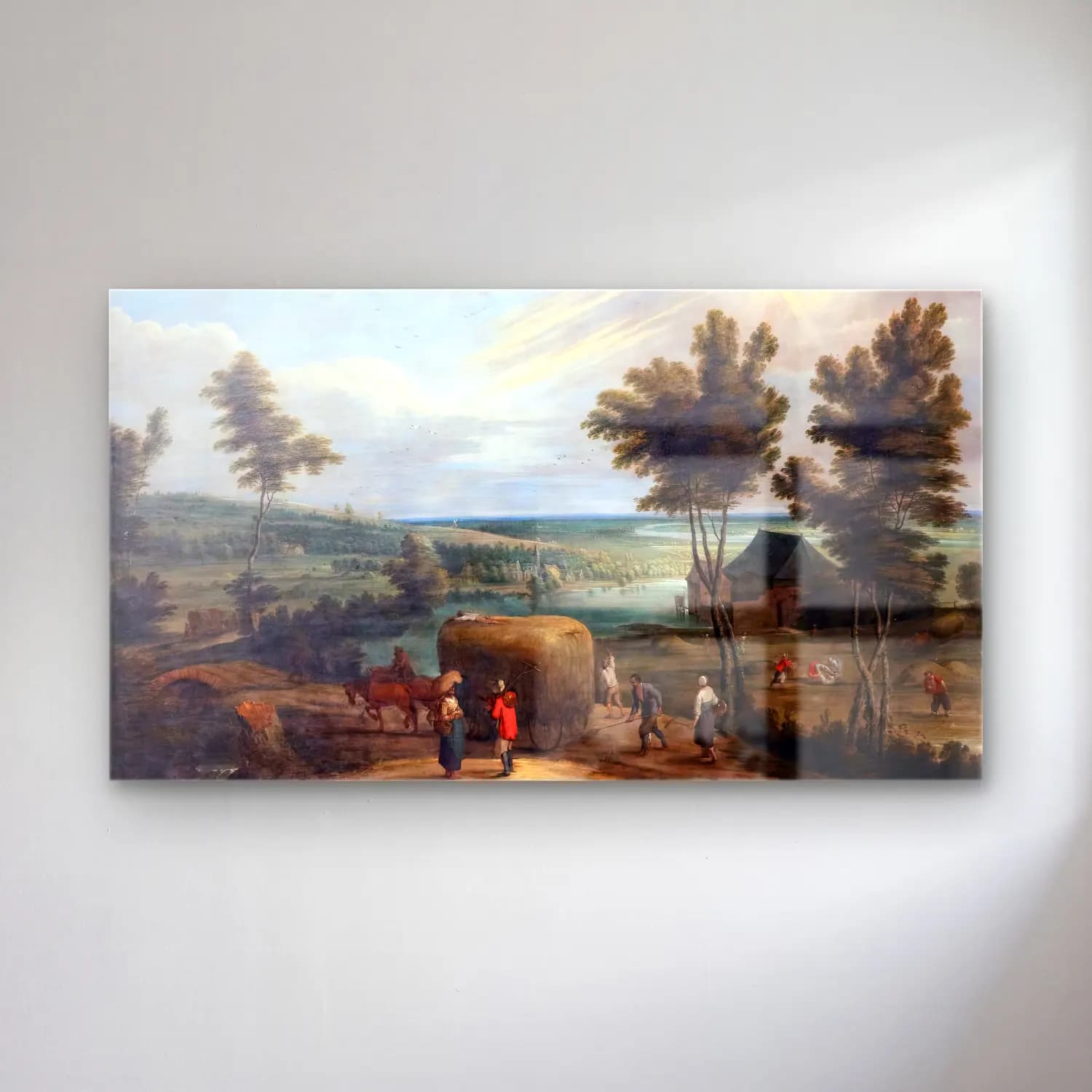 Lucas van Uden – Summer Landscape, Haying cam tablo — Lucas van Uden – Summer Landscape, Haying — yağlı boya kırda nehir