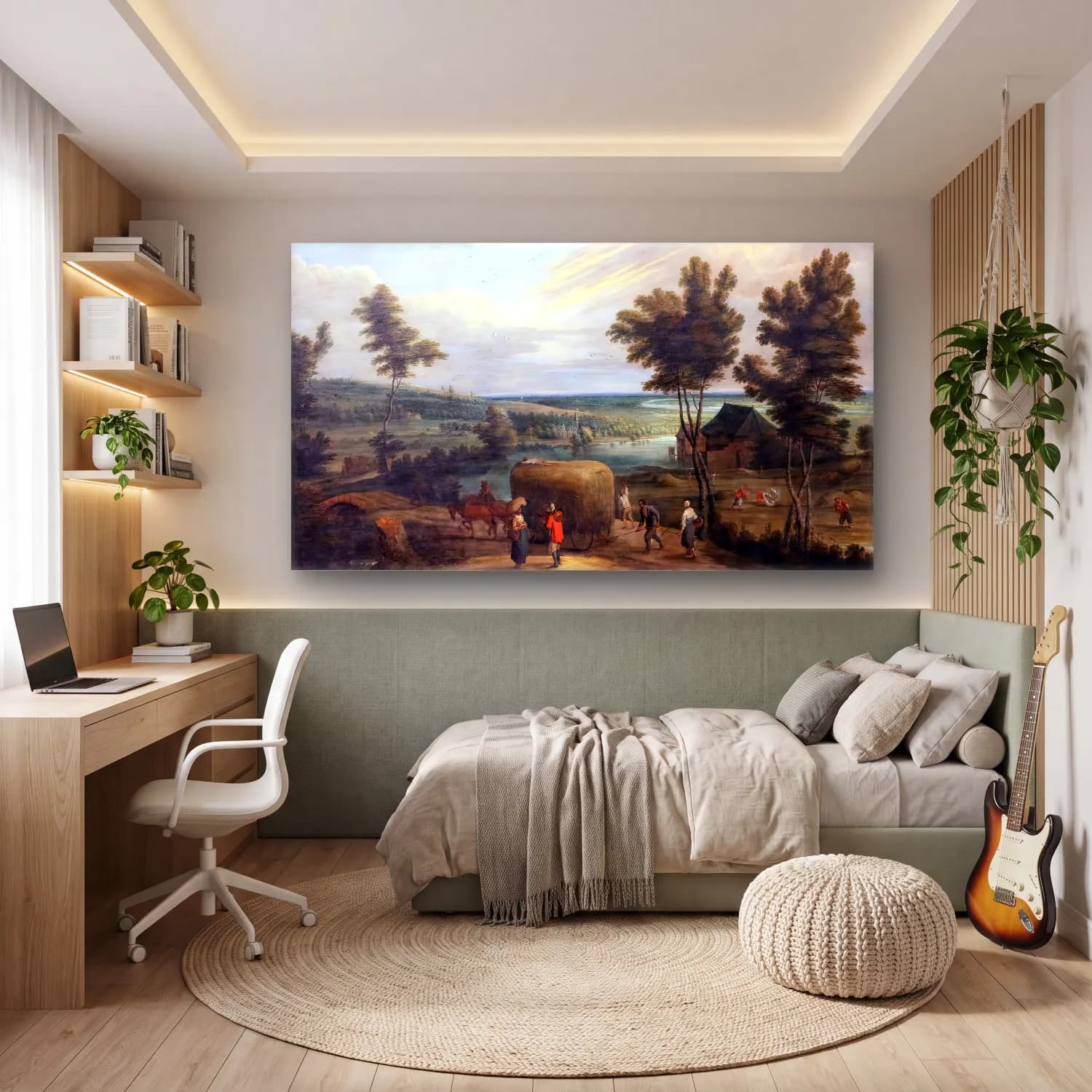 Lucas van Uden – Summer Landscape, Haying cam tablo — genç odasında