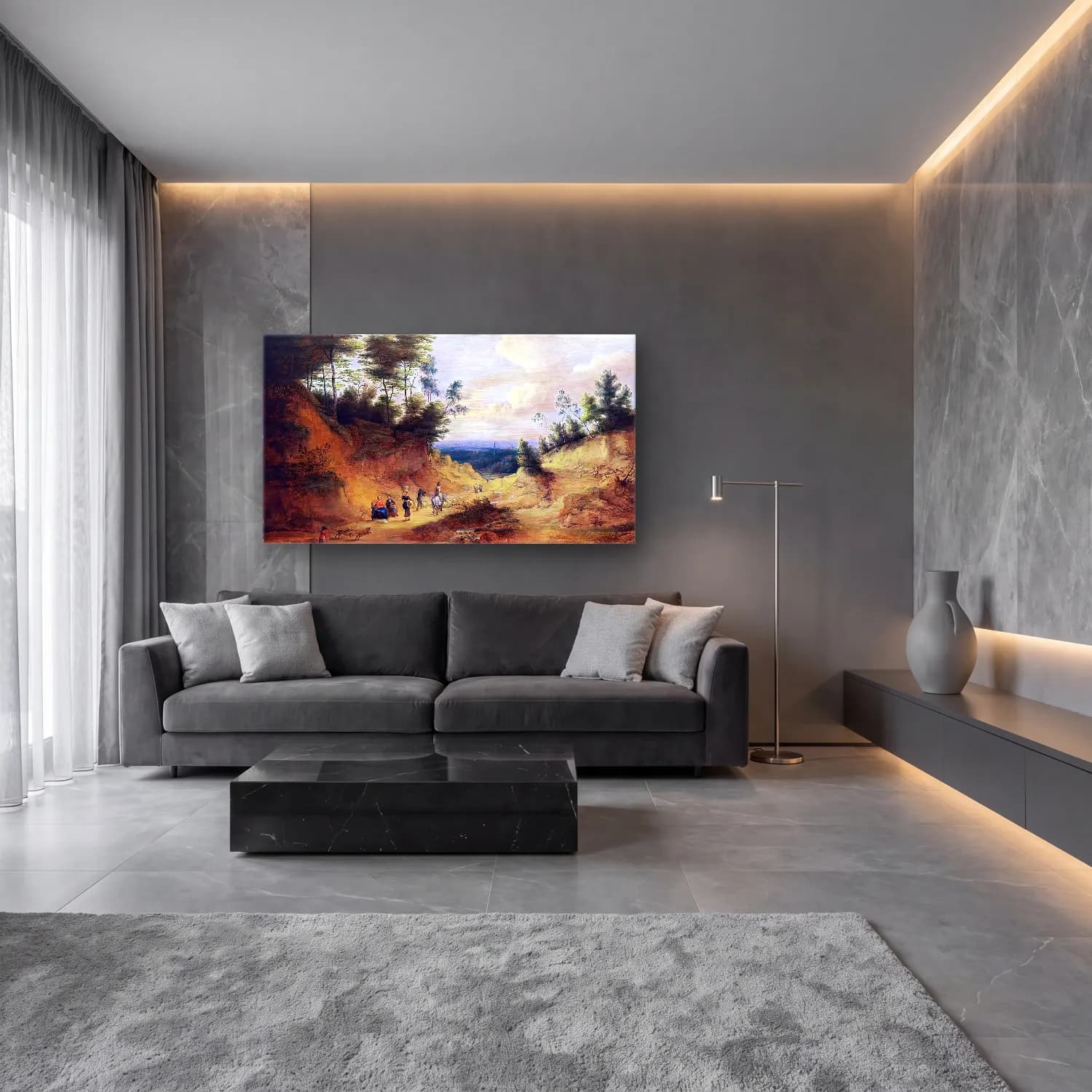 Lucas van Uden – Wooded Dune Landscape cam tablo — lüks salon duvarında