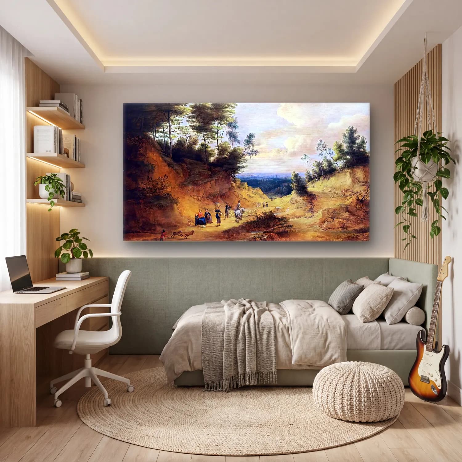 Lucas van Uden – Wooded Dune Landscape cam tablo — genç odasında