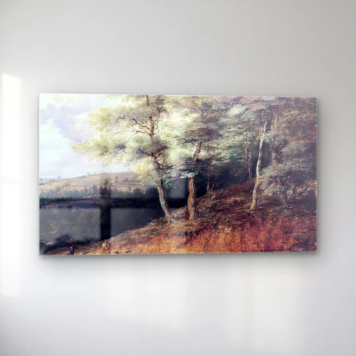 Lucas van Uden – Wooded Landscape cam tablo — sol açıdan görünüm
