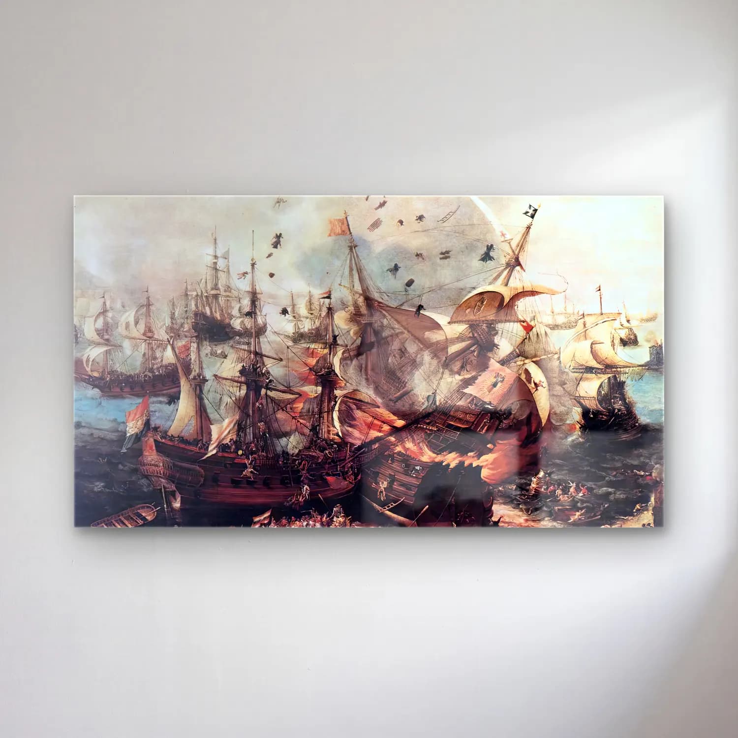 Hendrick Cornelisz Vroom – Battle of Gibraltar cam tablo — Hendrick Cornelisz Vroom – Battle of Gibraltar — vintage savaş sahnesi
