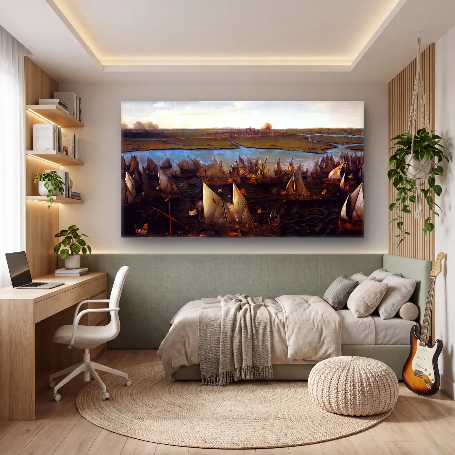 Hendrick Cornelisz Vroom – Battle of Haarlemmermeer cam tablo — genç odasında