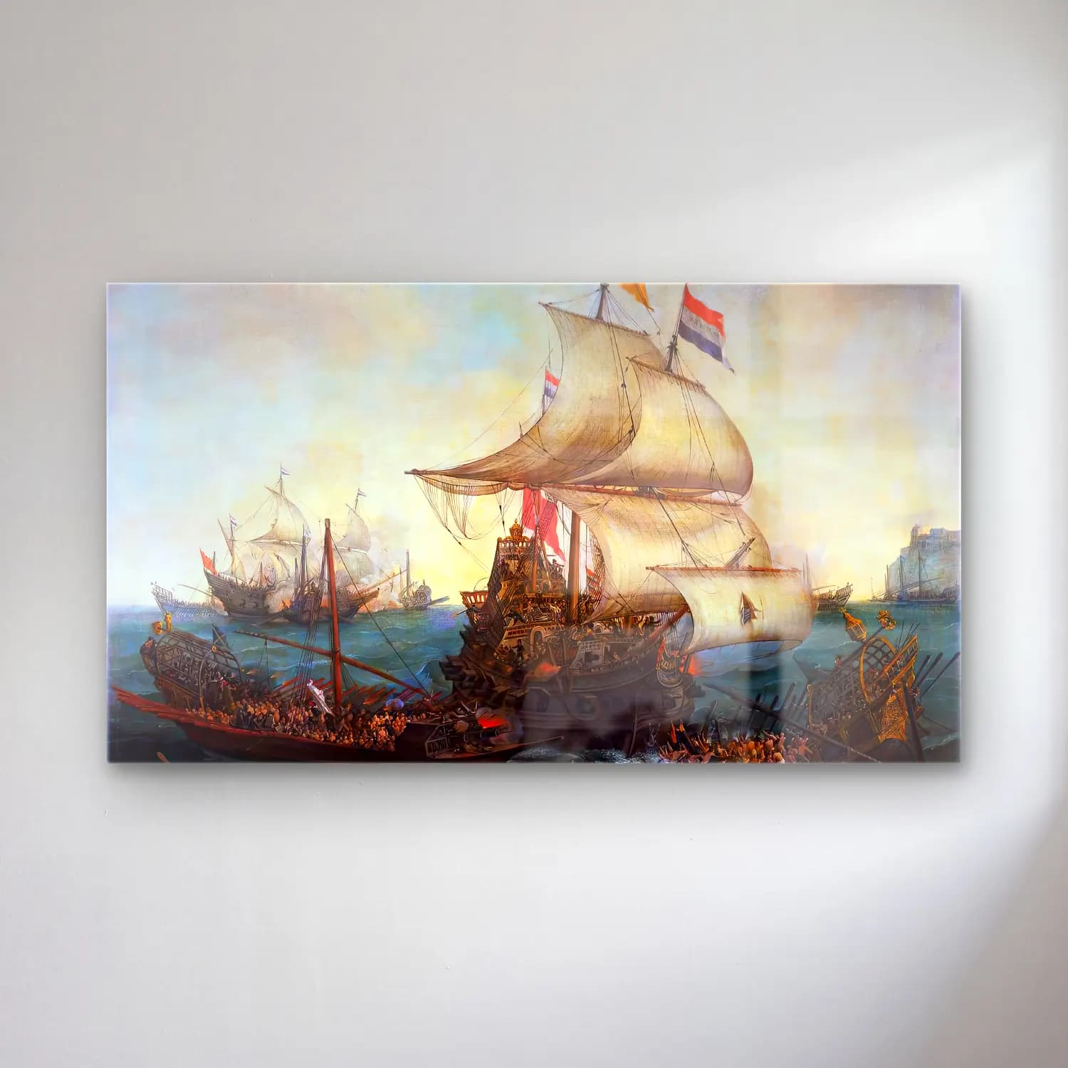 Hendrick Cornelisz Vroom – Dutch Ships Ramming Spanish Galleys off the Flemish Coast… cam tablo — Hendrick Cornelisz Vroom – Dutch Ships Ramming Spanish Galleys off the Flemish Coast… — yağlı boya savaş sahnesi