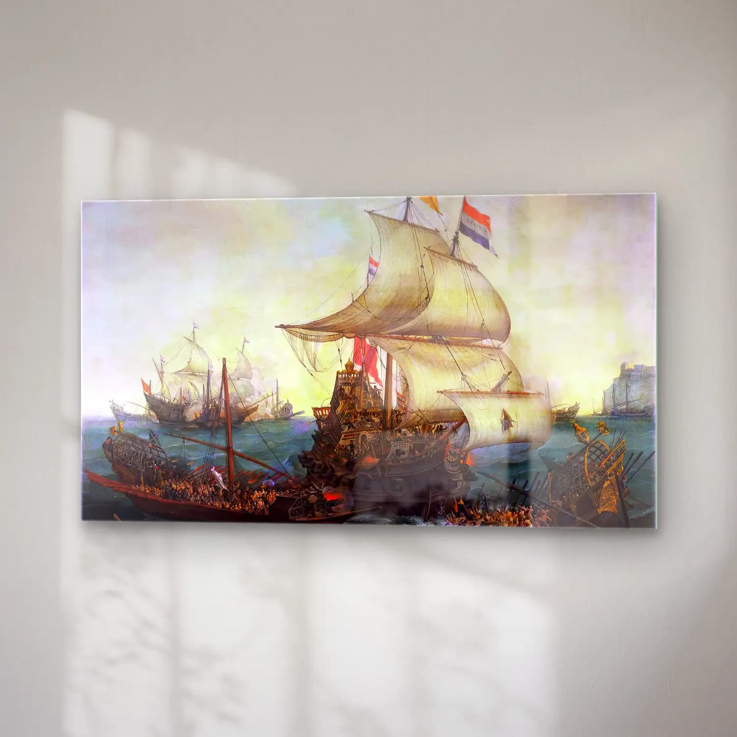 Hendrick Cornelisz Vroom – Dutch Ships Ramming Spanish Galleys off the Flemish Coast… cam tablo — sağ açıdan görünüm