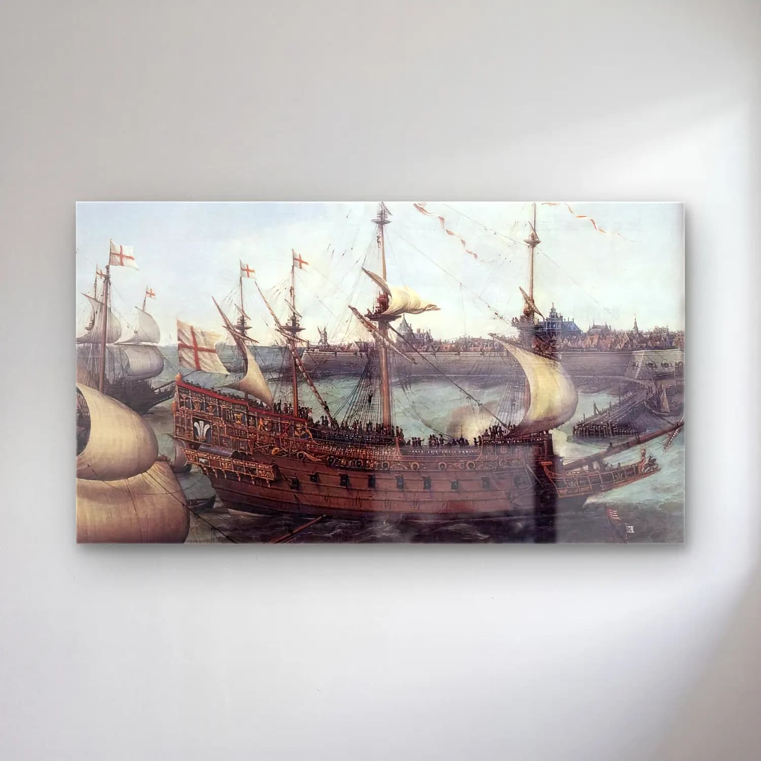Hendrick Cornelisz Vroom – The Arrival at Vlissingen of the Elector Palatinate… cam tablo — Hendrick Cornelisz Vroom – The Arrival at Vlissingen of the Elector Palatinate… — vintage liman ve tekneler