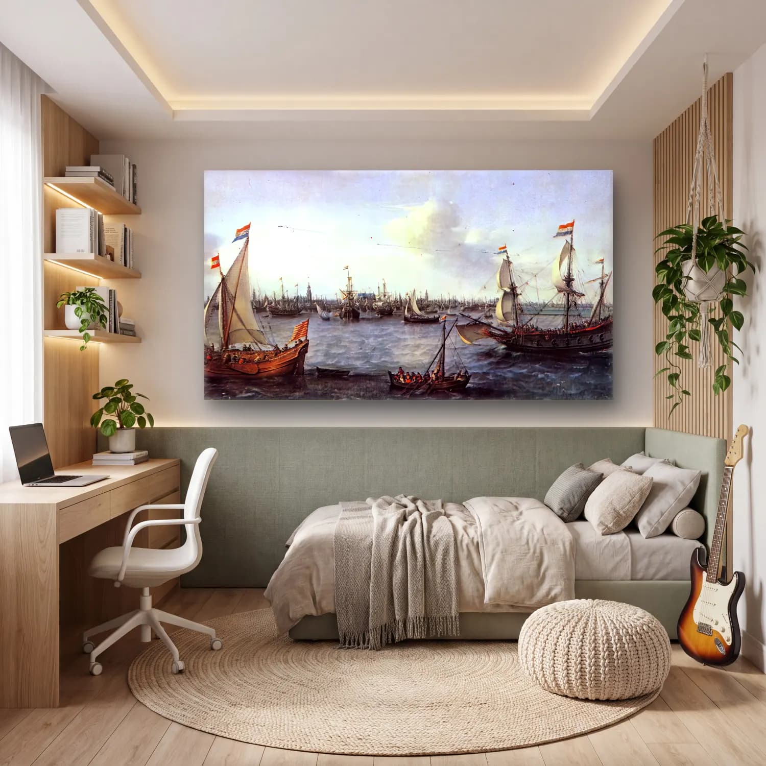 Hendrick Cornelisz Vroom – The Harbour in Amsterdam cam tablo — genç odasında