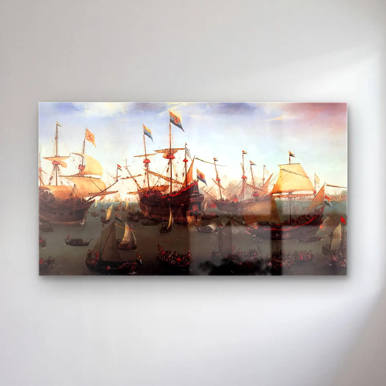 Hendrick Cornelisz Vroom – The Return in Amsterdam of the Second Expedition to the… cam tablo — Hendrick Cornelisz Vroom – The Return in Amsterdam of the Second Expedition to the… — yağlı boya liman ve tekneler