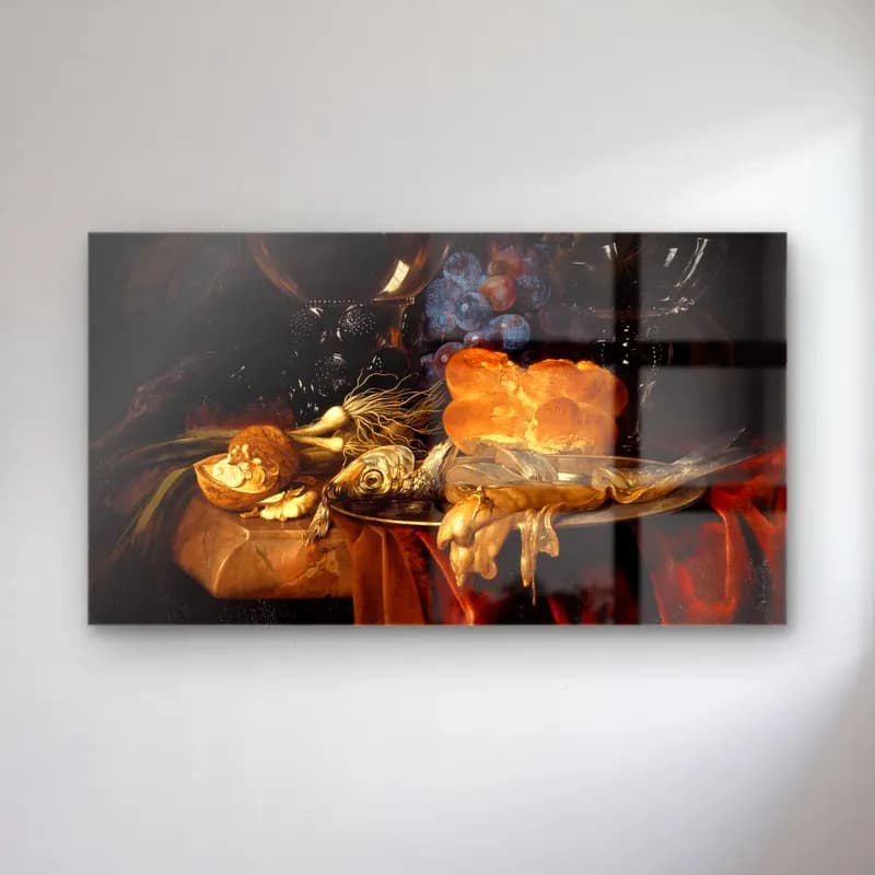 Willem van Aelst – Das Frühstück cam tablo — Willem van Aelst – Das Frühstück — yağlı boya ekmek ve pastalar