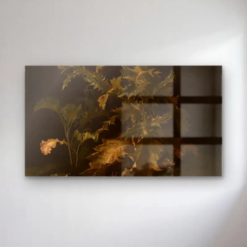 Willem van Aelst – Distel mit verschiedenen Tieren cam tablo — Willem van Aelst – Distel mit verschiedenen Tieren — yağlı boya botanik yapraklar