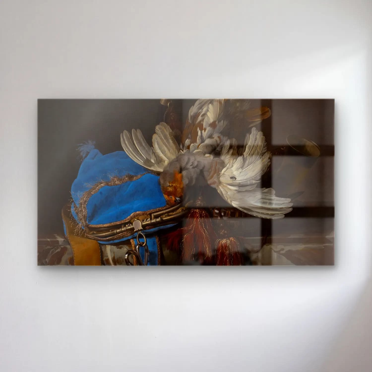 Willem van Aelst – Hunt Still Life with a Velvet Bag on a Marble Ledge (circa… cam tablo — Willem van Aelst – Hunt Still Life with a Velvet Bag on a Marble Ledge (circa… — yağlı boya horoz