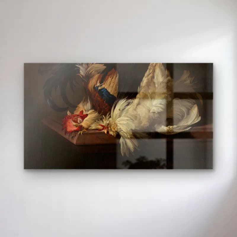 Willem van Aelst – Still Life with Fowl cam tablo — Willem van Aelst – Still Life with Fowl — yağlı boya horoz