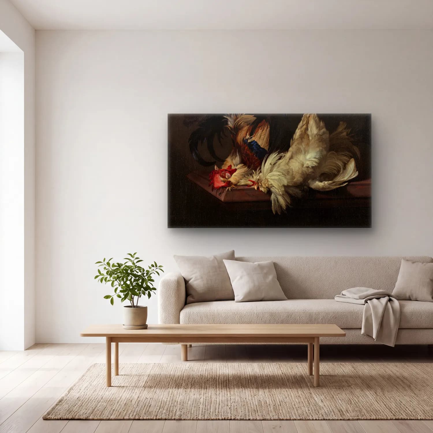 Willem van Aelst – Still Life with Fowl cam tablo — açık renk salonda