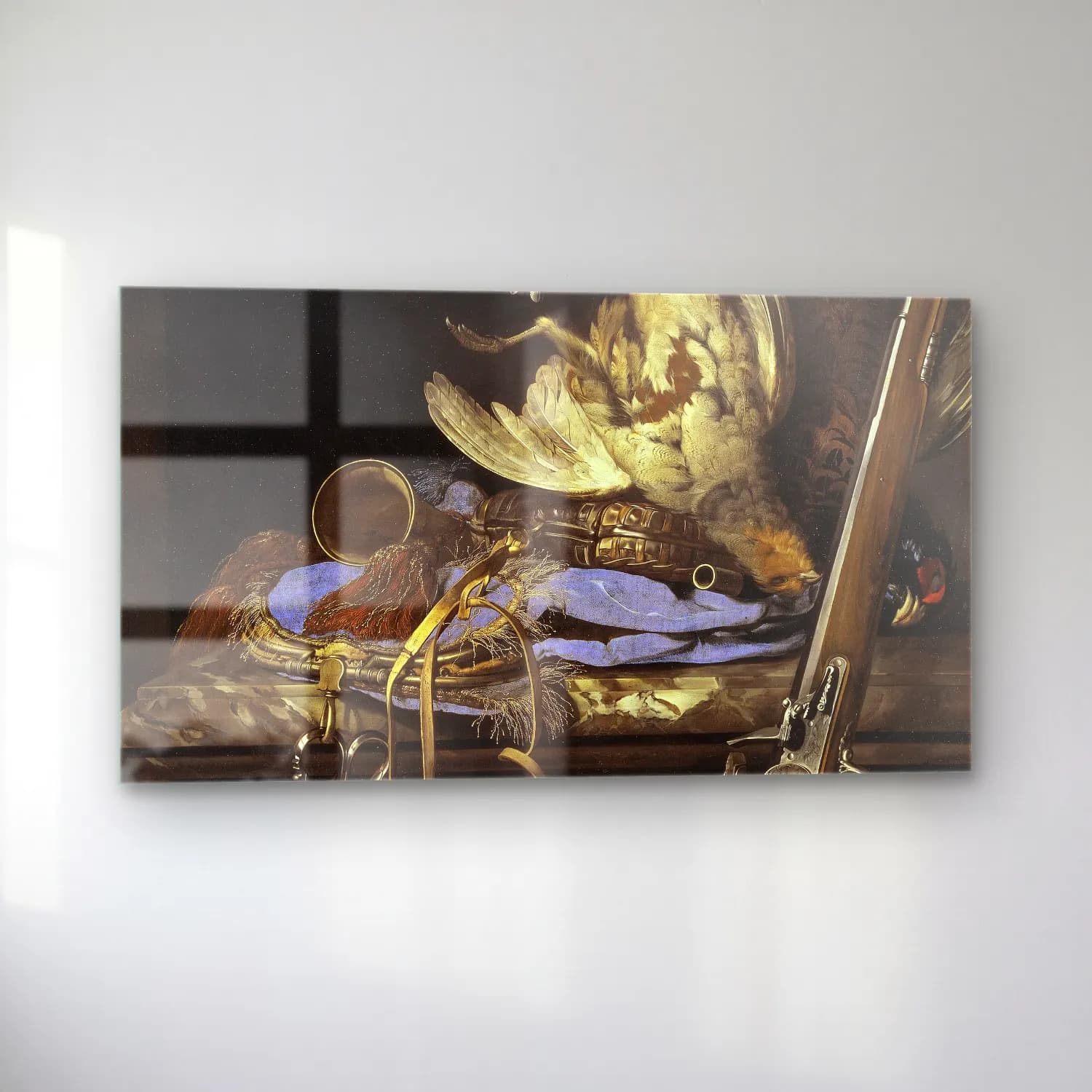 Willem van Aelst – Still Life with Hunting Gear cam tablo — sol açıdan görünüm