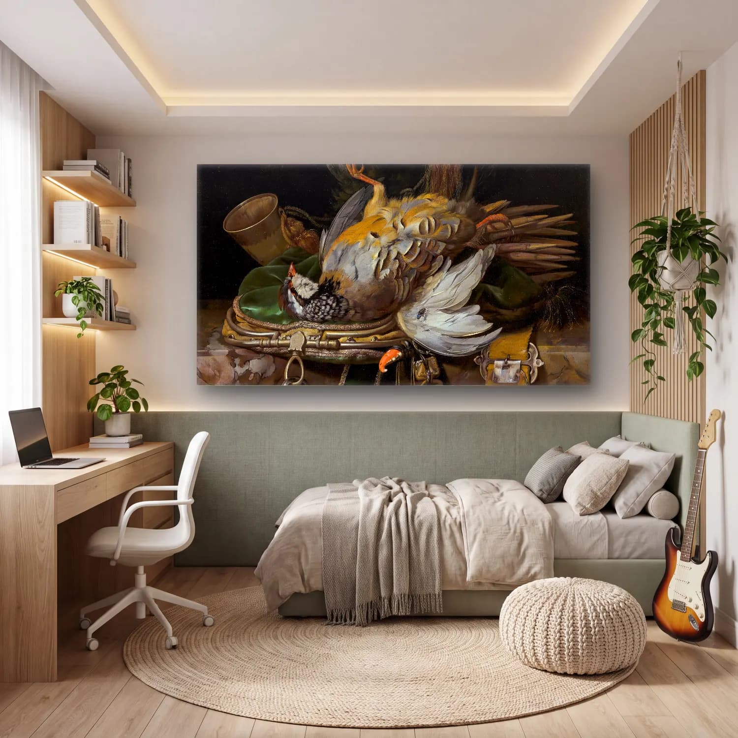 Willem van Aelst – Still Life with Partridges cam tablo — genç odasında