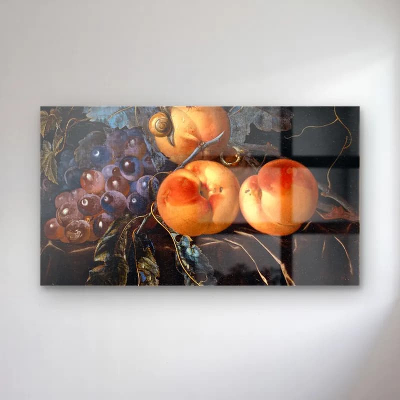 Willem van Aelst – Still Life with Peaches and Grapes cam tablo — Willem van Aelst – Still Life with Peaches and Grapes — yağlı boya meyveli natürmort