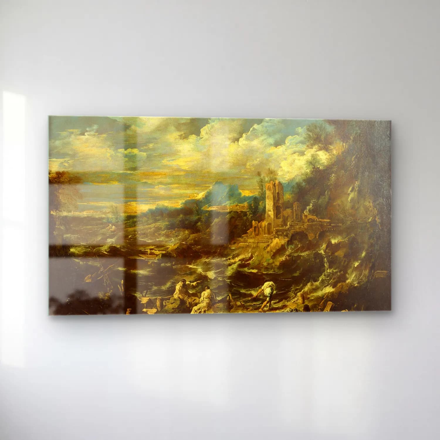 Alessandro Magnasco – Landscape with Stormy Sea cam tablo — sol açıdan görünüm