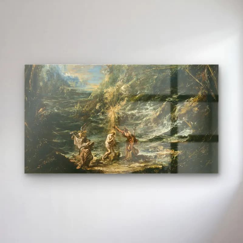 Alessandro Magnasco – The Baptism of Christ cam tablo — Alessandro Magnasco – The Baptism of Christ — yağlı boya mitolojik sahne